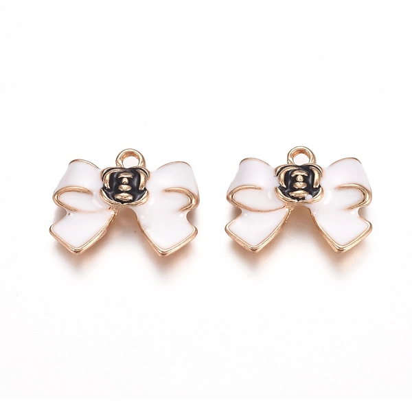 PandaHall Light Gold Plated Alloy Enamel Pendants, Bowknot, White, 16.5x20x5mm, Hole: 2.5mm Alloy+Enamel Bowknot White
PandaHall Light Gold Plated Alloy Enamel Pendants, Bowknot, White, 16.5x20x5mm, Hole: 2.5mm Alloy+Enamel Bowknot White