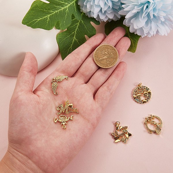 PandaHall 6 Pcs 6 Styles Brass Micro Pave Cubic Zirconia Charms, for Mother's Day, Cadmium Free & Nickel Free & Lead Free, Mixed Shapes..., Clear
PandaHall 6 Pcs 6 Styles Brass Micro Pave Cubic Zirconia Charms, for Mother's Day, Cadmium Free & Nickel Free & Lead Free, Mixed Shapes..., Clear