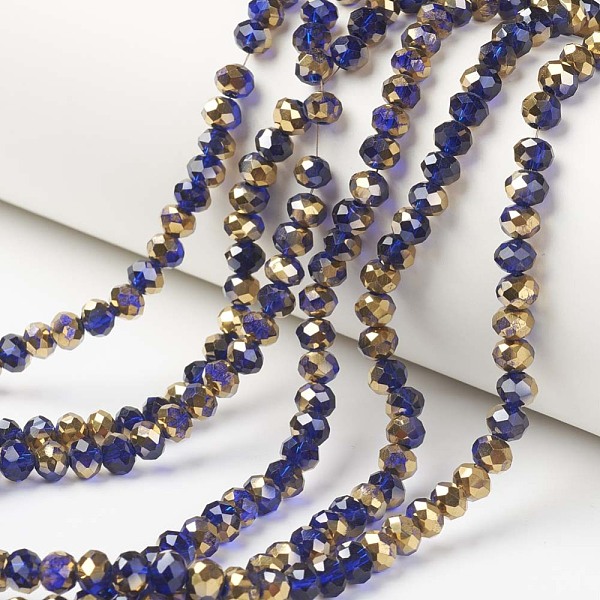 PandaHall Electroplate Transparent Glass Beads Strands, Half Golden Plated, Faceted, Rondelle, Dark Blue, 6x5mm, Hole: 1mm, about...
PandaHall Electroplate Transparent Glass Beads Strands, Half Golden Plated, Faceted, Rondelle, Dark Blue, 6x5mm, Hole: 1mm, about...