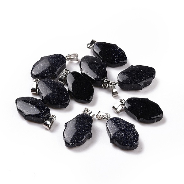 PandaHall Synthetic Blue Goldstone Pendants, Hamsa Hand Charms, with Platinum Plated Alloy Snap on Bails, 24~24.5x15x7mm, Hole: 5.5x3mm Blue...
PandaHall Synthetic Blue Goldstone Pendants, Hamsa Hand Charms, with Platinum Plated Alloy Snap on Bails, 24~24.5x15x7mm, Hole: 5.5x3mm Blue...