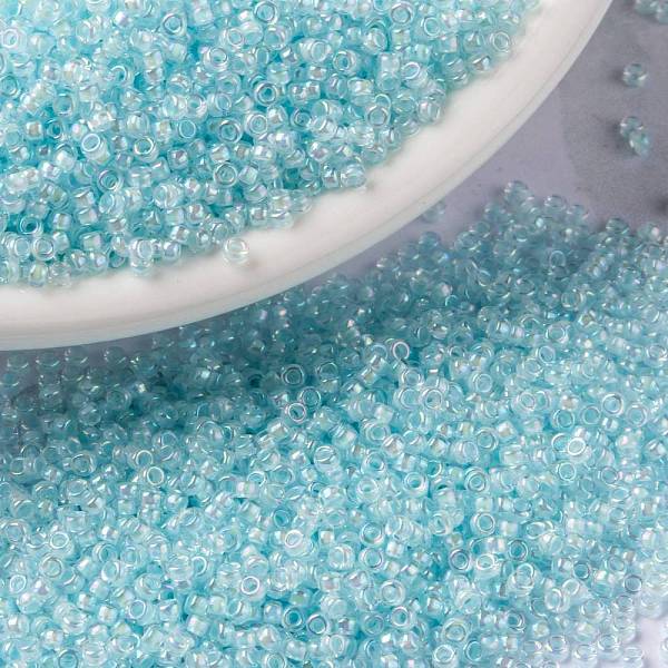 PandaHall MIYUKI Round Rocailles Beads, Japanese Seed Beads, (RR636) SkyBlue Lined Crystal AB, 15/0, 1.5mm, Hole: 0.7mm, about 27777pcs/50g..., Cyan
PandaHall MIYUKI Round Rocailles Beads, Japanese Seed Beads, (RR636) SkyBlue Lined Crystal AB, 15/0, 1.5mm, Hole: 0.7mm, about 27777pcs/50g..., Cyan
