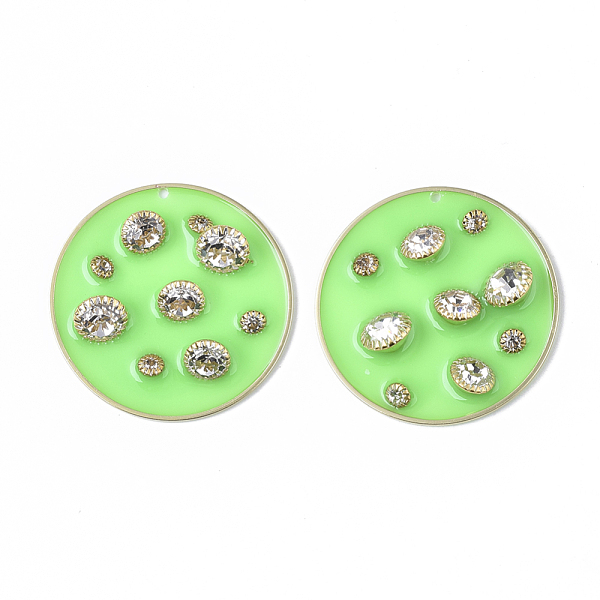 PandaHall Epoxy Resin Pendants, with Crystal Rhinestone and Light Gold Plated Brass Open Back Bezel, Flat Round, Lawn Green, 40x6.5mm, Hole...
PandaHall Epoxy Resin Pendants, with Crystal Rhinestone and Light Gold Plated Brass Open Back Bezel, Flat Round, Lawn Green, 40x6.5mm, Hole...