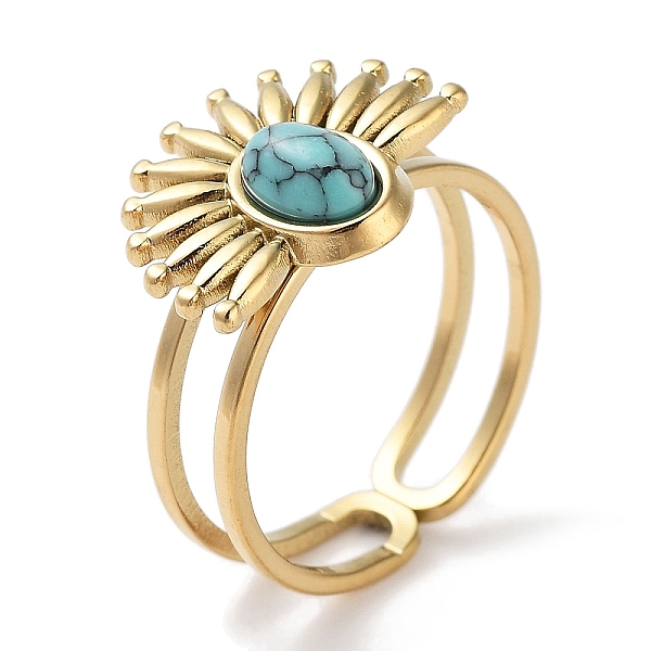 PandaHall Ion Plating(IP) 304 Stainless Steel Ring, Synthetic Turquoise Rings, Flower, 15.5x12.5mm, Inner Diameter: Adjustable Synthetic...
PandaHall Ion Plating(IP) 304 Stainless Steel Ring, Synthetic Turquoise Rings, Flower, 15.5x12.5mm, Inner Diameter: Adjustable Synthetic...