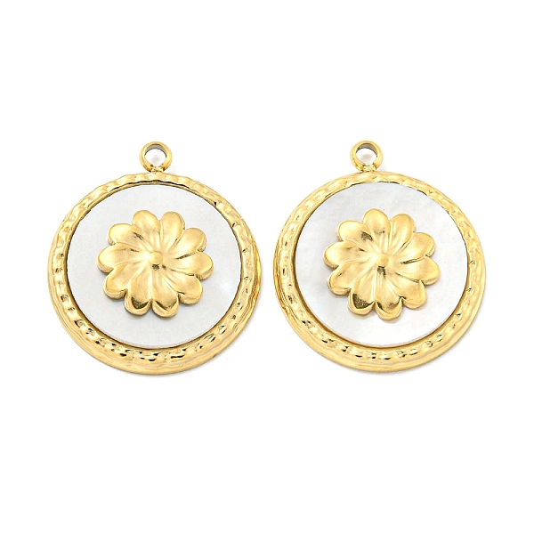 PandaHall 304 Stainless Steel Pendants, with Pave Shell, Flat Round with Flower Charm, Real 18K Gold Plated, 18x15x3mm, Hole: 1.5mm Shell...
PandaHall 304 Stainless Steel Pendants, with Pave Shell, Flat Round with Flower Charm, Real 18K Gold Plated, 18x15x3mm, Hole: 1.5mm Shell...