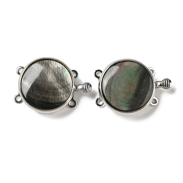 PandaHall Black Lip Shell Box Clasp, with Alloy Loops, Flat Round, Gray, 23.5x17.5x6~7mm, Hole: 1.2mm Shell Flat Round Gray
PandaHall Black Lip Shell Box Clasp, with Alloy Loops, Flat Round, Gray, 23.5x17.5x6~7mm, Hole: 1.2mm Shell Flat Round Gray