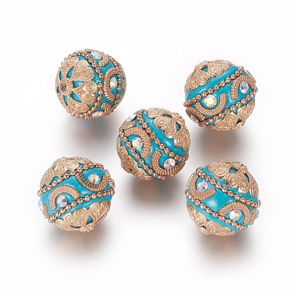 PandaHall Handmade Indonesia Beads, with Alloy Findings and Iron Chain, Round, Light Gold, Dark Turquoise, 20x19.5mm, Hole: 2mm Polymer Clay..., Cyan
PandaHall Handmade Indonesia Beads, with Alloy Findings and Iron Chain, Round, Light Gold, Dark Turquoise, 20x19.5mm, Hole: 2mm Polymer Clay..., Cyan