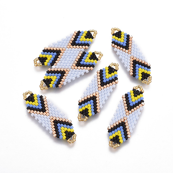 PandaHall MIYUKI & TOHO Handmade Japanese Seed Beads Links, Loom Pattern, Colorful, 35~36.5x12.5x2mm, Hole: 2x3mm Glass Rhombus
PandaHall MIYUKI & TOHO Handmade Japanese Seed Beads Links, Loom Pattern, Colorful, 35~36.5x12.5x2mm, Hole: 2x3mm Glass Rhombus