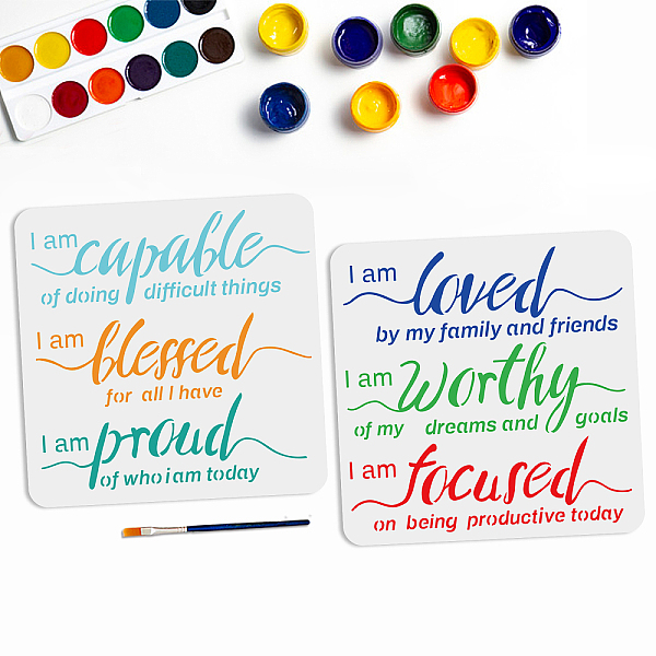 PandaHall MAYJOYDIY 2pcs Inspirational Word Stencil Motivational Stencils 6 Styles Loved Worthy Proud Phrase Word Template 30×30cm with...
PandaHall MAYJOYDIY 2pcs Inspirational Word Stencil Motivational Stencils 6 Styles Loved Worthy Proud Phrase Word Template 30×30cm with...