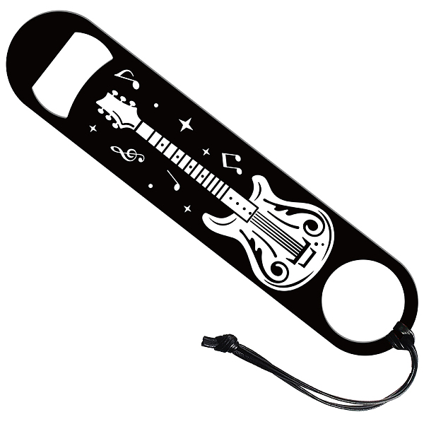 PandaHall 201 Stainless Steel Bottle Opener, with PU Leather Cord, Rectangle, Guitar, 178x38x2mm Stainless Steel Guitar
PandaHall 201 Stainless Steel Bottle Opener, with PU Leather Cord, Rectangle, Guitar, 178x38x2mm Stainless Steel Guitar