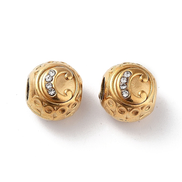 PandaHall 304 Stainless Steel Rhinestone European Beads, Round Large Hole Beads, Real 18K Gold Plated, Round with Letter, Letter C, 11x10mm..., Clear
PandaHall 304 Stainless Steel Rhinestone European Beads, Round Large Hole Beads, Real 18K Gold Plated, Round with Letter, Letter C, 11x10mm..., Clear