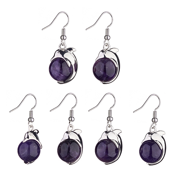 PandaHall Natural Amethyst Dolphin Dangle Earrings with Crystal Rhinestone, Platinum Brass Jewelry for Women, 38mm, Pin: 0.6mm Amethyst
PandaHall Natural Amethyst Dolphin Dangle Earrings with Crystal Rhinestone, Platinum Brass Jewelry for Women, 38mm, Pin: 0.6mm Amethyst
