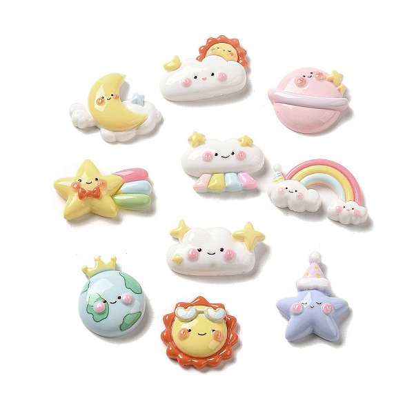 PandaHall Sun Moon Cloud Rainbow Opaque Resin Decoden Cabochons, Mixed Shapes, Mixed Color, 18~26x20~32x6~8mm Resin Mixed Shapes Multicolor
PandaHall Sun Moon Cloud Rainbow Opaque Resin Decoden Cabochons, Mixed Shapes, Mixed Color, 18~26x20~32x6~8mm Resin Mixed Shapes Multicolor