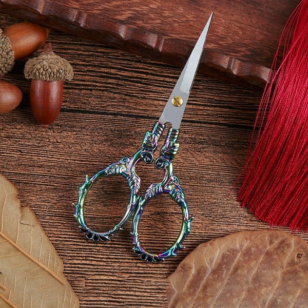 PandaHall Stainless Steel Scissors, Paper Cutting Scissors, Vine Leaf Embroidery Scissors, Rainbow Color, 105x55mm Stainless Steel
PandaHall Stainless Steel Scissors, Paper Cutting Scissors, Vine Leaf Embroidery Scissors, Rainbow Color, 105x55mm Stainless Steel