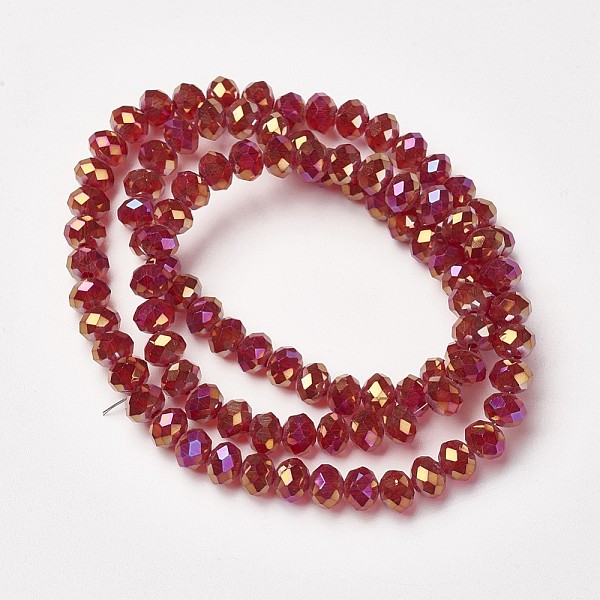 PandaHall Electroplate Transparent Glass Beads Strands, Full Rainbow Plated, Faceted, Rondelle, Dark Red, 4x3mm, Hole: 0.4mm, about...
PandaHall Electroplate Transparent Glass Beads Strands, Full Rainbow Plated, Faceted, Rondelle, Dark Red, 4x3mm, Hole: 0.4mm, about...