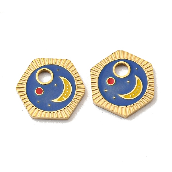 PandaHall 304 Stainless Steel Charms, with Enamel, Hexagon with Moon Pattern Charms, Real 14K Gold Plated, 11x10x1mm, Hole: 2mm Stainless...
PandaHall 304 Stainless Steel Charms, with Enamel, Hexagon with Moon Pattern Charms, Real 14K Gold Plated, 11x10x1mm, Hole: 2mm Stainless...