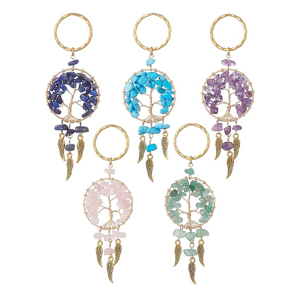 PandaHall Woven Net/Web with Wing Pendant Keychain, with Gemstone Chips and Iron Key Rings, Flat Round with Tree of Life, 10.9~11cm Mixed...
PandaHall Woven Net/Web with Wing Pendant Keychain, with Gemstone Chips and Iron Key Rings, Flat Round with Tree of Life, 10.9~11cm Mixed...