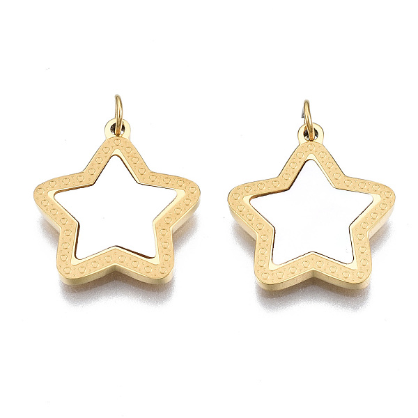 PandaHall 316 Surgical Stainless Steel Pendants, with Shell and Jump Rings, Star, Real 14K Gold Plated, 16x15x1.5mm, Jump Ring: 3.8x0.6mm...
PandaHall 316 Surgical Stainless Steel Pendants, with Shell and Jump Rings, Star, Real 14K Gold Plated, 16x15x1.5mm, Jump Ring: 3.8x0.6mm...