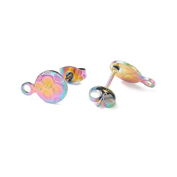 PandaHall Ion Plating(IP) 304 Stainless Steel Stud Earring Findings, with Loop, Ear Nuts, Textured Flat Round, Rainbow Color, 11.5x8x0.8mm...
PandaHall Ion Plating(IP) 304 Stainless Steel Stud Earring Findings, with Loop, Ear Nuts, Textured Flat Round, Rainbow Color, 11.5x8x0.8mm...