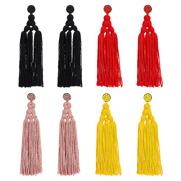 PandaHall FIBLOOM 4 Pairs 4 Colors Polyester Tassels Earrings with Seed Beaded, Dangle Stud Earrings with Steel Iron Pins, Mixed Color..., Multicolor
PandaHall FIBLOOM 4 Pairs 4 Colors Polyester Tassels Earrings with Seed Beaded, Dangle Stud Earrings with Steel Iron Pins, Mixed Color..., Multicolor