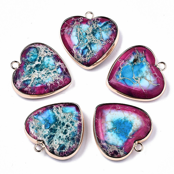 PandaHall Natural Regalite/Imperial Jasper/Sea Sediment Jasper Pendants, with Light Gold Tone Brass Edge and Brass Settings, Dyed, Two Tone...
PandaHall Natural Regalite/Imperial Jasper/Sea Sediment Jasper Pendants, with Light Gold Tone Brass Edge and Brass Settings, Dyed, Two Tone...