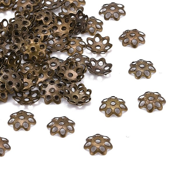 PandaHall Iron Bead Caps, Cadmium Free & Lead Free, Flower, Multi-Petal, Antique Bronze, 6x1mm, Hole: 1mm Iron
PandaHall Iron Bead Caps, Cadmium Free & Lead Free, Flower, Multi-Petal, Antique Bronze, 6x1mm, Hole: 1mm Iron