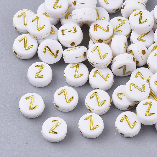 PandaHall Plating Acrylic Beads, Golden Metal Enlaced, Horizontal Hole, Flat Round with Alphabet, White, Letter.Z, 7x3.5mm, Hole: 1.2mm...
PandaHall Plating Acrylic Beads, Golden Metal Enlaced, Horizontal Hole, Flat Round with Alphabet, White, Letter.Z, 7x3.5mm, Hole: 1.2mm...