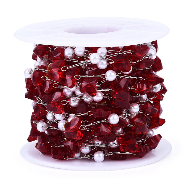 PandaHall Glass Butterfly & ABS Plastic Pearl Beaded Chains, with Stainless Steel Color Plated 316 Stainless Steel Paperclip Chains..., Red
PandaHall Glass Butterfly & ABS Plastic Pearl Beaded Chains, with Stainless Steel Color Plated 316 Stainless Steel Paperclip Chains..., Red