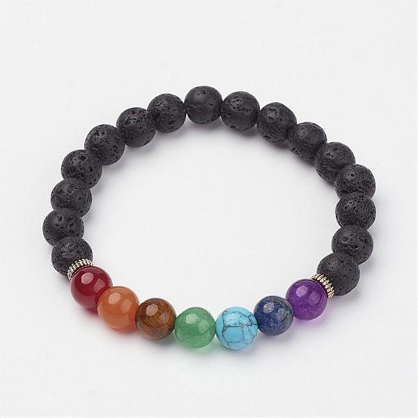 PandaHall Lava Rock Beaded and Gemstone Beaded Stretch Bracelets, with Alloy Spacer Beads, 1-7/8 inch(49mm) Lava Rock
PandaHall Lava Rock Beaded and Gemstone Beaded Stretch Bracelets, with Alloy Spacer Beads, 1-7/8 inch(49mm) Lava Rock