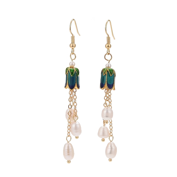PandaHall Flower Alloy Enamel Dangle Earrings, Natural Pearl Tassel Earrings for Women, Light Gold, 74mm, Pin: 0.9mm Pearl
PandaHall Flower Alloy Enamel Dangle Earrings, Natural Pearl Tassel Earrings for Women, Light Gold, 74mm, Pin: 0.9mm Pearl