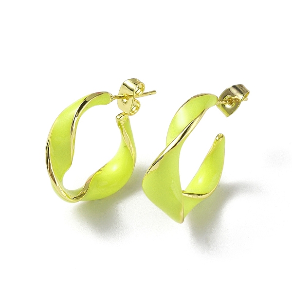 PandaHall Enamel Twist Stud Earrings, Real 18K Gold Plated Brass Half Hoop Earrings for Women, Green Yellow, 25x21x9mm, Pin: 0.8mm Brass...
PandaHall Enamel Twist Stud Earrings, Real 18K Gold Plated Brass Half Hoop Earrings for Women, Green Yellow, 25x21x9mm, Pin: 0.8mm Brass...
