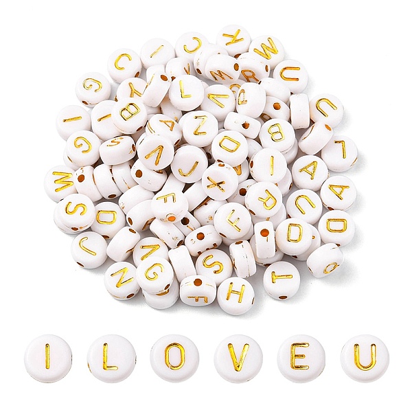 PandaHall Plating Acrylic Beads, Metal Enlaced, Mixed Letters, Flat Round, White, 7x4mm, Hole: 1.8mm Acrylic Flat Round White
PandaHall Plating Acrylic Beads, Metal Enlaced, Mixed Letters, Flat Round, White, 7x4mm, Hole: 1.8mm Acrylic Flat Round White