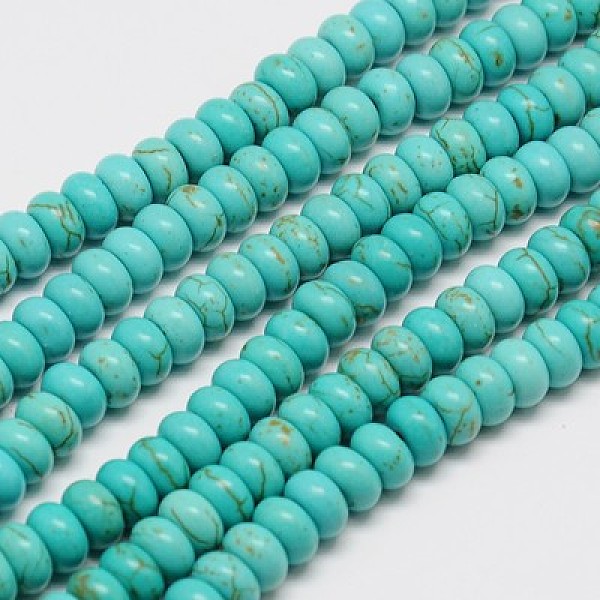 PandaHall Synthetic Turquoise Beads Strands, Dyed, Rondelle, Turquoise, 6x2.5~3mm, Hole: 1mm, about 115~165pcs/strand, 15~15.5 inch..., Green
PandaHall Synthetic Turquoise Beads Strands, Dyed, Rondelle, Turquoise, 6x2.5~3mm, Hole: 1mm, about 115~165pcs/strand, 15~15.5 inch..., Green