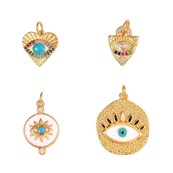 PandaHall 4Pcs Flat Round Brass Eye Charm Pendant Mixed Shape Eye Charm Zircon Eye Charms Pendant for Jewelry Making, Golden, 23x13mm...
PandaHall 4Pcs Flat Round Brass Eye Charm Pendant Mixed Shape Eye Charm Zircon Eye Charms Pendant for Jewelry Making, Golden, 23x13mm...