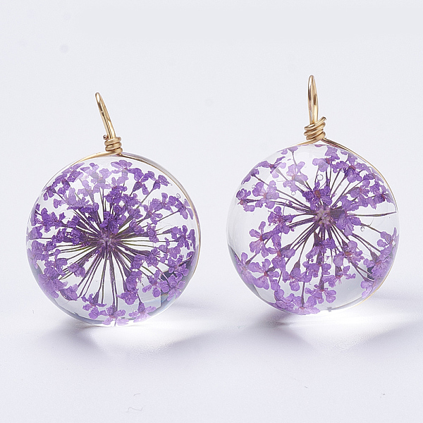 PandaHall Glass Pendants, with Dried Flower Inside & Brass Findings, Round, Golden, Medium Purple, 19x14mm, Hole: 2mm Brass+Glass Round...
PandaHall Glass Pendants, with Dried Flower Inside & Brass Findings, Round, Golden, Medium Purple, 19x14mm, Hole: 2mm Brass+Glass Round...