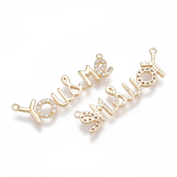 PandaHall Brass Cubic Zirconia Pendants, Word You & Me, Clear, Nickel Free, Real 18K Gold Plated, 30x9x1.5mm, Hole: 1mm Brass+Cubic Zirconia...
PandaHall Brass Cubic Zirconia Pendants, Word You & Me, Clear, Nickel Free, Real 18K Gold Plated, 30x9x1.5mm, Hole: 1mm Brass+Cubic Zirconia...