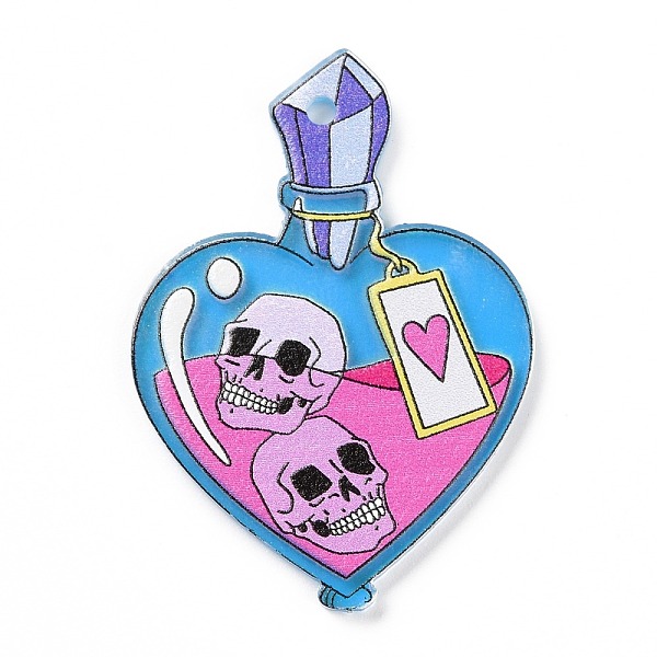 PandaHall Halloween Acrylic Pendants, Heart Bottle with Skull, Deep Sky Blue, 40x28x2mm, Hole: 2mm Acrylic Heart
PandaHall Halloween Acrylic Pendants, Heart Bottle with Skull, Deep Sky Blue, 40x28x2mm, Hole: 2mm Acrylic Heart