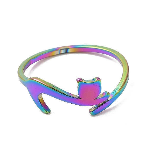 PandaHall Ion Plating(IP) 304 Stainless Steel Cat Adjustable Ring for Women, Rainbow Color, Inner Diameter: 16.6mm 304 Stainless Steel
PandaHall Ion Plating(IP) 304 Stainless Steel Cat Adjustable Ring for Women, Rainbow Color, Inner Diameter: 16.6mm 304 Stainless Steel