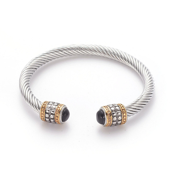 PandaHall 304 Stainless Steel Cuff Bangles, Torque Bangles, with Resin, Golden & Stainless Steel Color, 2-3/8 inch(5.9cm) Resin
PandaHall 304 Stainless Steel Cuff Bangles, Torque Bangles, with Resin, Golden & Stainless Steel Color, 2-3/8 inch(5.9cm) Resin
