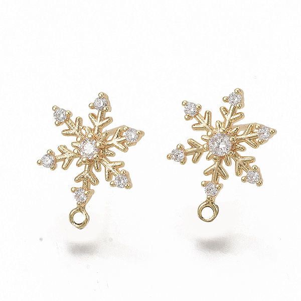 PandaHall Christmas Theme, Brass Cubic Zirconia Stud Earring Findings, with Loop, Snowflake, Nickel Free, Real 18K Gold Plated, 15x11mm..., Clear
PandaHall Christmas Theme, Brass Cubic Zirconia Stud Earring Findings, with Loop, Snowflake, Nickel Free, Real 18K Gold Plated, 15x11mm..., Clear