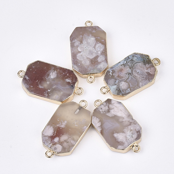 PandaHall Natural Cherry Blossom Agate Links connectors, with Iron Findings, Rectangle, Golden, Light Grey, 40~42x20~22x6~7mm, Hole: 2mm..., Gray
PandaHall Natural Cherry Blossom Agate Links connectors, with Iron Findings, Rectangle, Golden, Light Grey, 40~42x20~22x6~7mm, Hole: 2mm..., Gray
