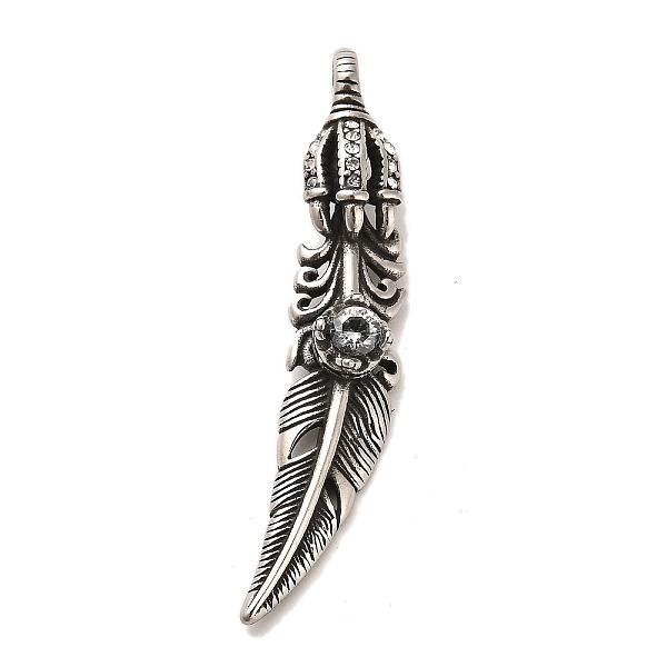 PandaHall 304 Stainless Steel with Crystal Rhinestone Big Pendants, Feather Charms, Antique Silver, 61x12x11mm, Hole: 4mm Stainless..., Clear
PandaHall 304 Stainless Steel with Crystal Rhinestone Big Pendants, Feather Charms, Antique Silver, 61x12x11mm, Hole: 4mm Stainless..., Clear