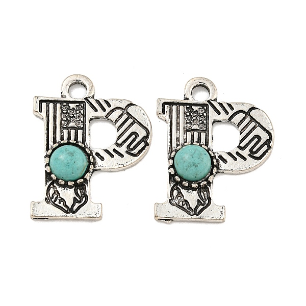 PandaHall Synthetic Turquoise & Alloy Pendants, Letter Charms, Antique Silver, Letter P, 24.5x19x4mm, Hole: 3mm Synthetic Turquoise Letter P
PandaHall Synthetic Turquoise & Alloy Pendants, Letter Charms, Antique Silver, Letter P, 24.5x19x4mm, Hole: 3mm Synthetic Turquoise Letter P