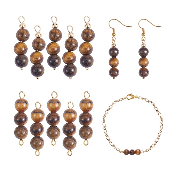 PandaHall 10Pcs Triple Natural Tiger Eye Round Beaded Connector Charms, with Golden 304 Stainless Steel Ball Head Pins & Iron Eye Pin &...
PandaHall 10Pcs Triple Natural Tiger Eye Round Beaded Connector Charms, with Golden 304 Stainless Steel Ball Head Pins & Iron Eye Pin &...