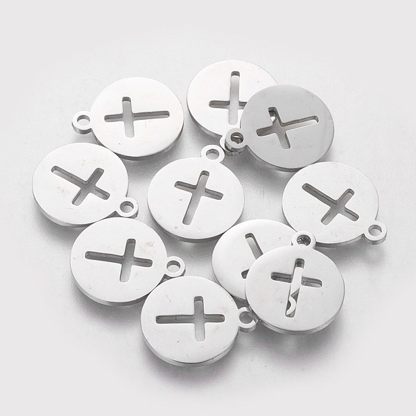 PandaHall 304 Stainless Steel Charms, Flat Round with Cross, Stainless Steel Color, 14x12x1mm, Hole: 1.5mm 304 Stainless Steel Flat Round
PandaHall 304 Stainless Steel Charms, Flat Round with Cross, Stainless Steel Color, 14x12x1mm, Hole: 1.5mm 304 Stainless Steel Flat Round