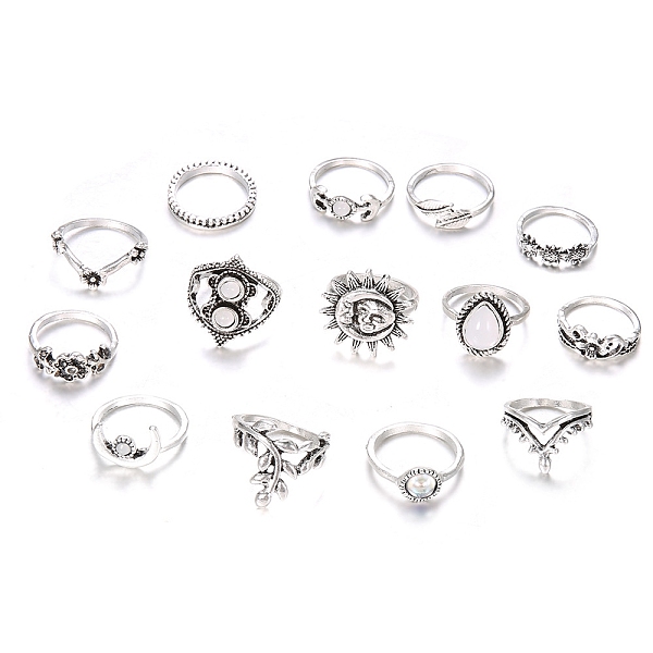 PandaHall 14Pcs 14 Style Rhinestone Finger Rings Set, Flower & Leaf & Moon & Crown Alloy Stackable Rings for Women, Antique Silver, Inner...
PandaHall 14Pcs 14 Style Rhinestone Finger Rings Set, Flower & Leaf & Moon & Crown Alloy Stackable Rings for Women, Antique Silver, Inner...