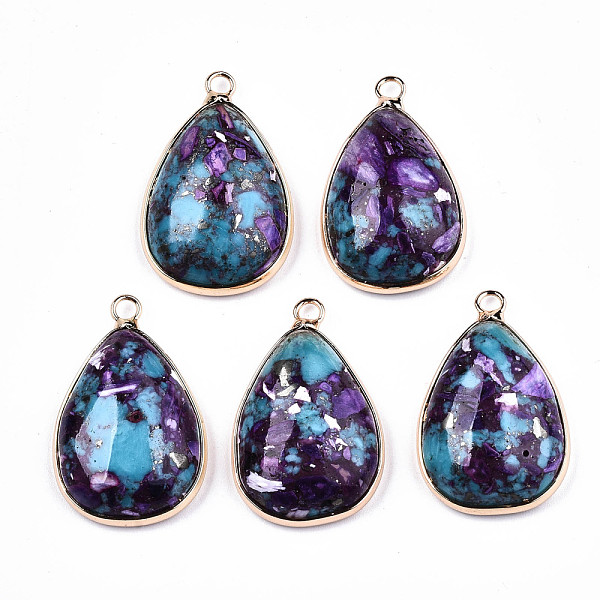 PandaHall Teardrop Assembled Synthetic Turquoise and Natural Regalite/Imperial Jasper Pendants, with Iron Loop and Brass Edge, Light Gold...
PandaHall Teardrop Assembled Synthetic Turquoise and Natural Regalite/Imperial Jasper Pendants, with Iron Loop and Brass Edge, Light Gold...
