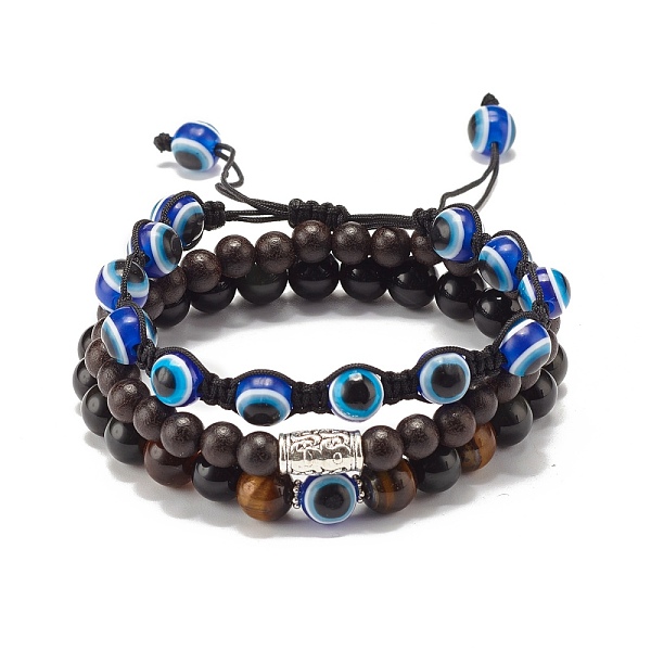 PandaHall 3Pcs 3 Style Natural Obsidian & Tiger Eye & Wood Stretch Bracelets Set, Round Evil Eye Braided Lucky Bracelets for Women, Inner..., Multicolor
PandaHall 3Pcs 3 Style Natural Obsidian & Tiger Eye & Wood Stretch Bracelets Set, Round Evil Eye Braided Lucky Bracelets for Women, Inner..., Multicolor