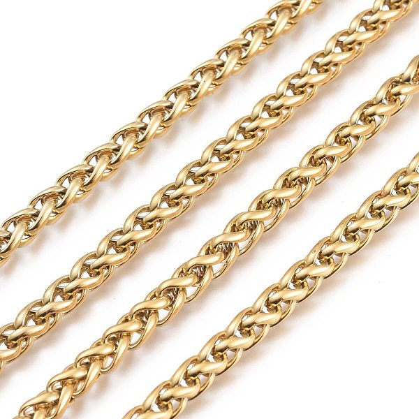 PandaHall 304 Stainless Steel Wheat Chains, Unwelded, with Spool, Golden, 5mm, about 32.8 Feet(10m)/roll 304 Stainless Steel
PandaHall 304 Stainless Steel Wheat Chains, Unwelded, with Spool, Golden, 5mm, about 32.8 Feet(10m)/roll 304 Stainless Steel
