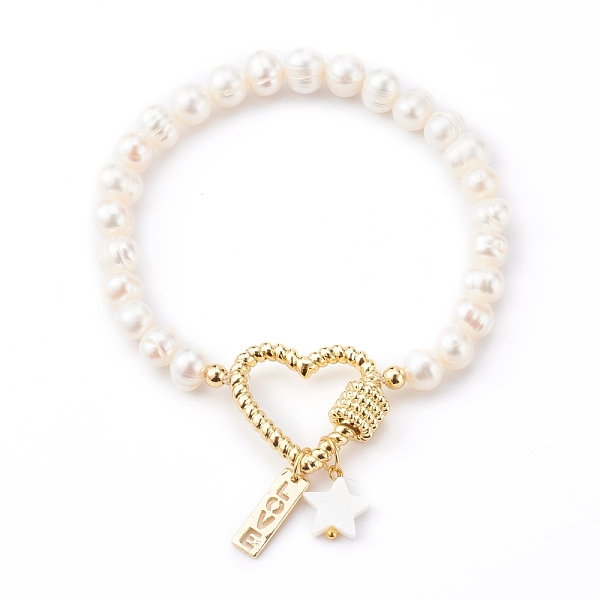 PandaHall Brass Heart Link Bracelets for Valentine's Day, with Natural Pearl & Shell Beads, Rectangle with Word Love, Star, Golden, White...
PandaHall Brass Heart Link Bracelets for Valentine's Day, with Natural Pearl & Shell Beads, Rectangle with Word Love, Star, Golden, White...