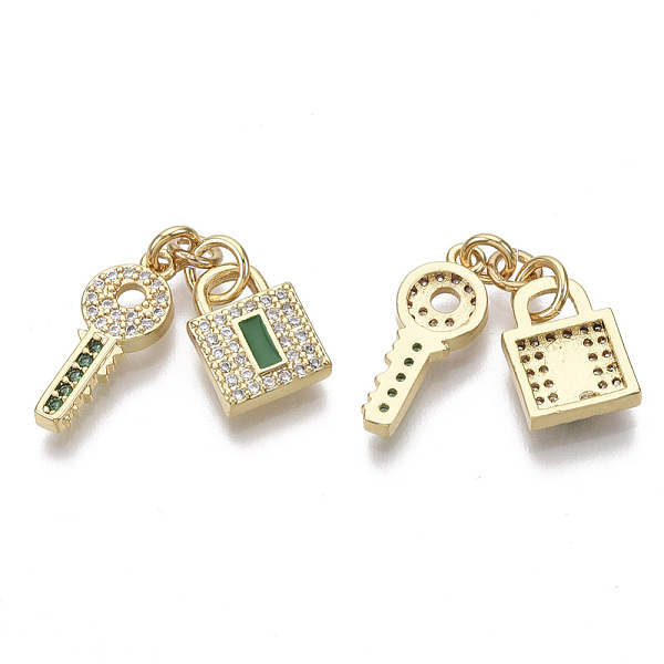 PandaHall Brass Micro Pave Cubic Zirconia Pendants, with Enamel and Jump Rings, Nickel Free, Lock & Key, Real 16K Gold Plated, Green, Lock...
PandaHall Brass Micro Pave Cubic Zirconia Pendants, with Enamel and Jump Rings, Nickel Free, Lock & Key, Real 16K Gold Plated, Green, Lock...